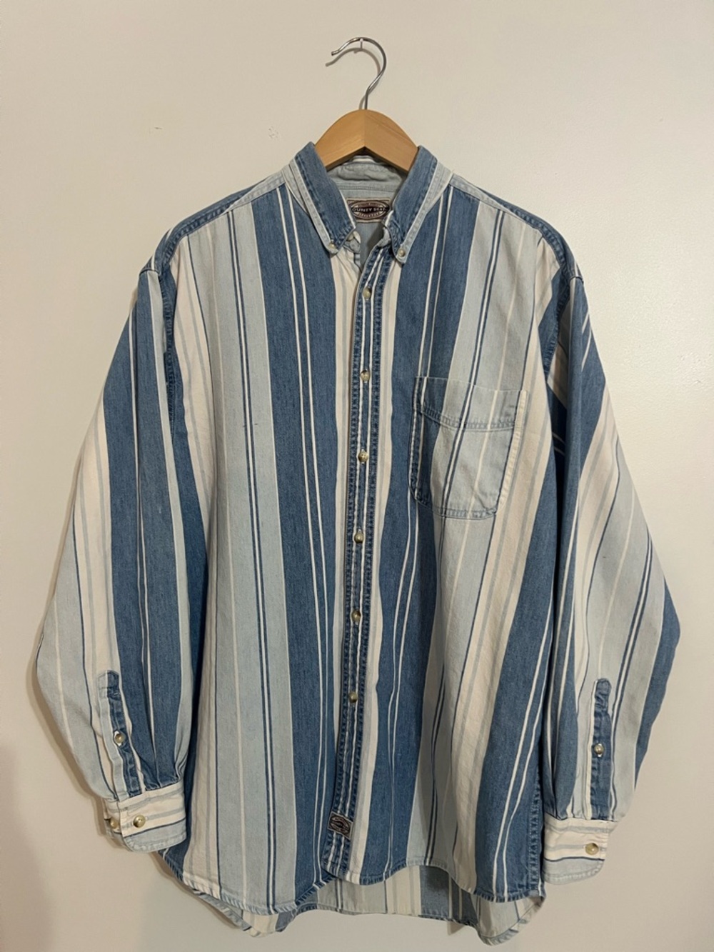 True Vintage 90’s Men's Striped Button-Up Shirt by Country Seat Jeans Wear
